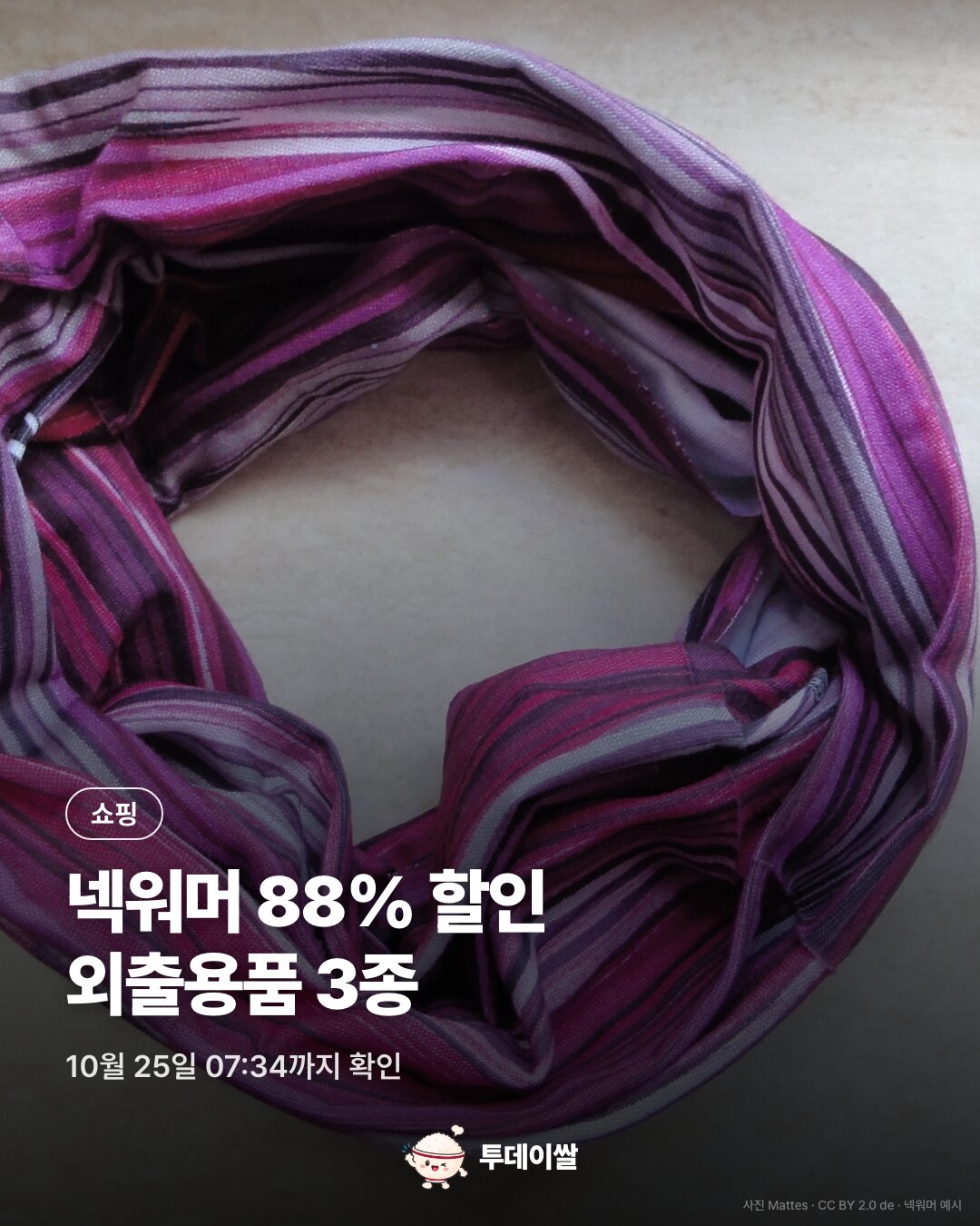 넥워머 표시 할인율 88%, 겨울 외출용품 3종. 넥워머 예시 사진