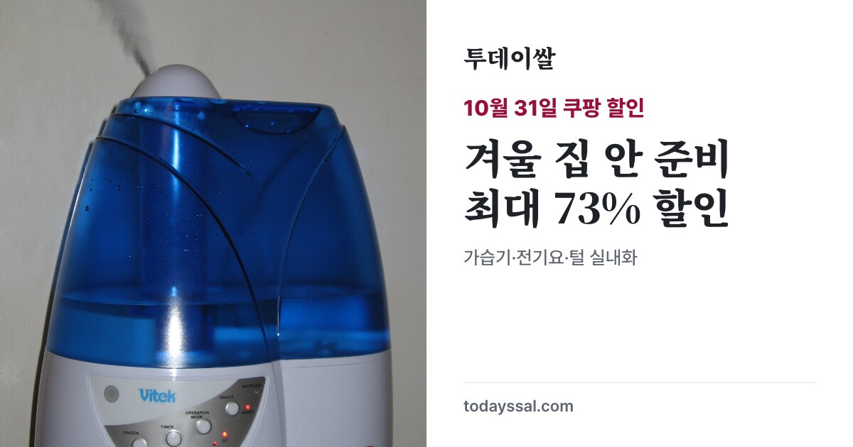 겨울 실내용품 최대 73% 할인 안내와 초음파 가습기 예시