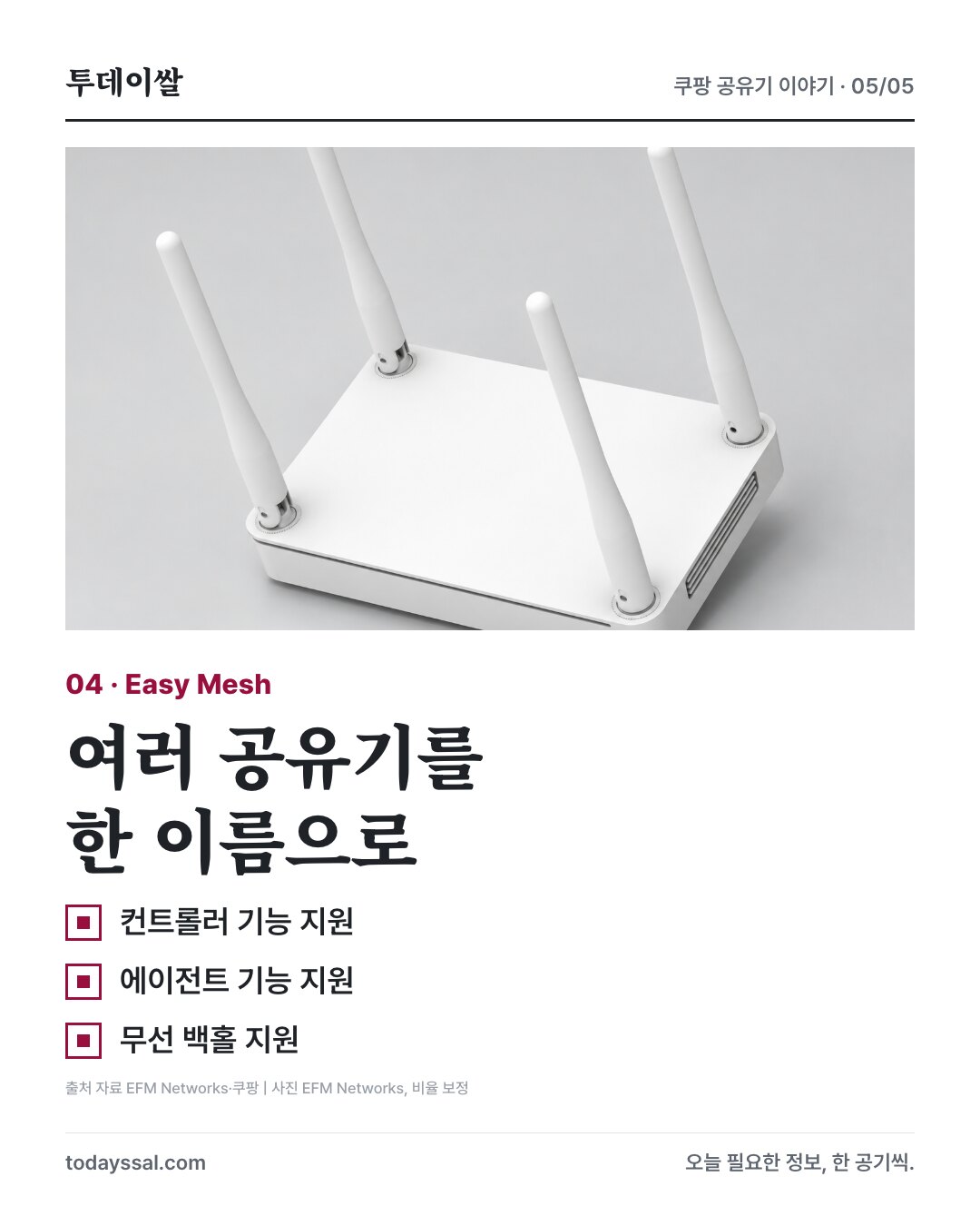 Easy Mesh 컨트롤러·에이전트·무선 백홀 지원