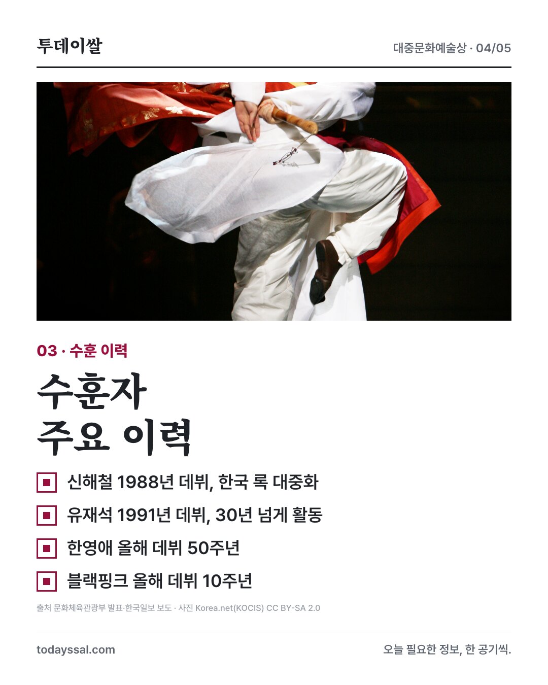 신해철·유재석·한영애·블랙핑크 수훈자 주요 이력