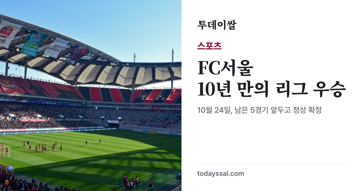 서울월드컵경기장 자료사진과 FC서울 10년 만의 리그 우승 제목