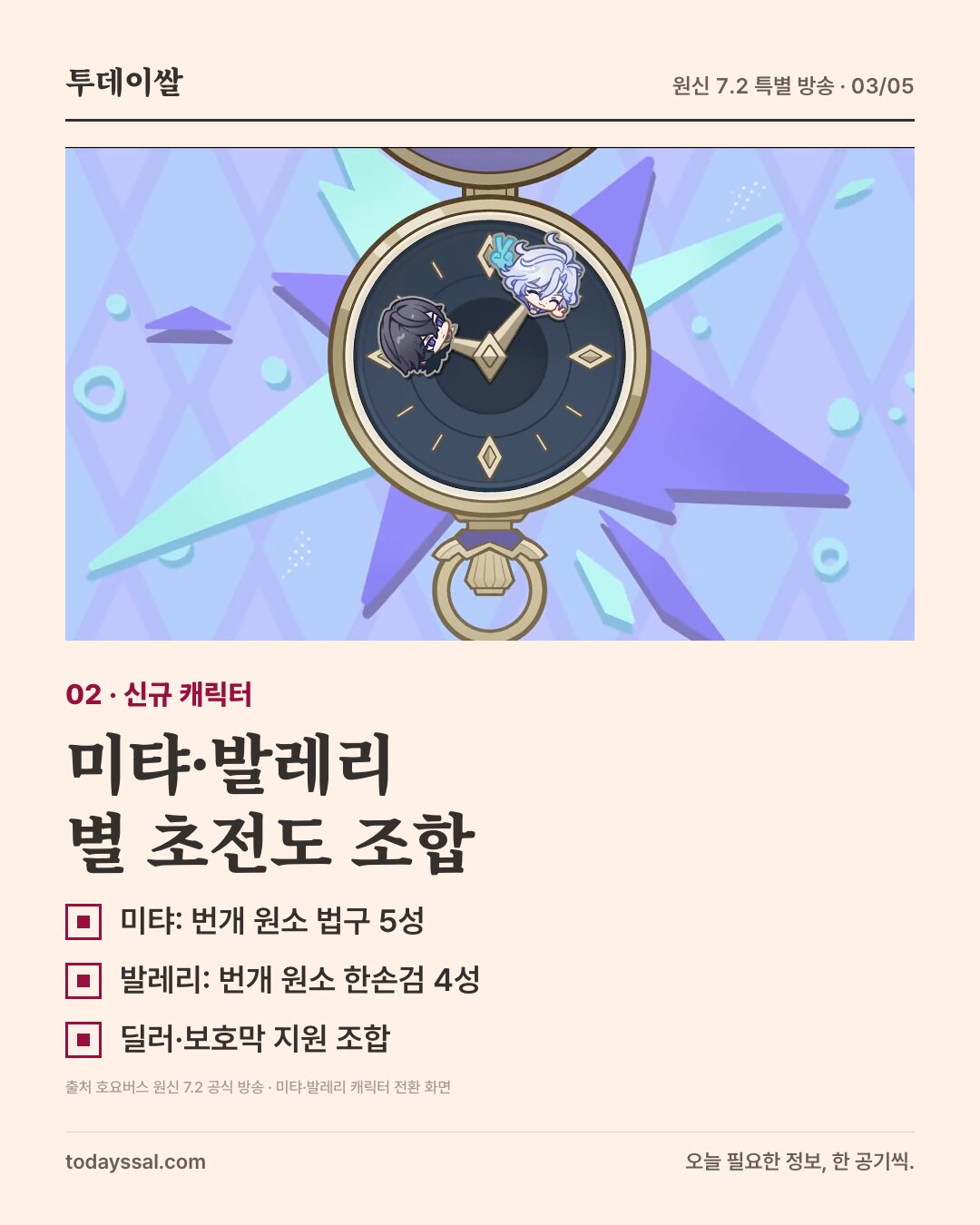 미탸·발레리 캐릭터 전환 화면과 두 신규 캐릭터 능력 소개