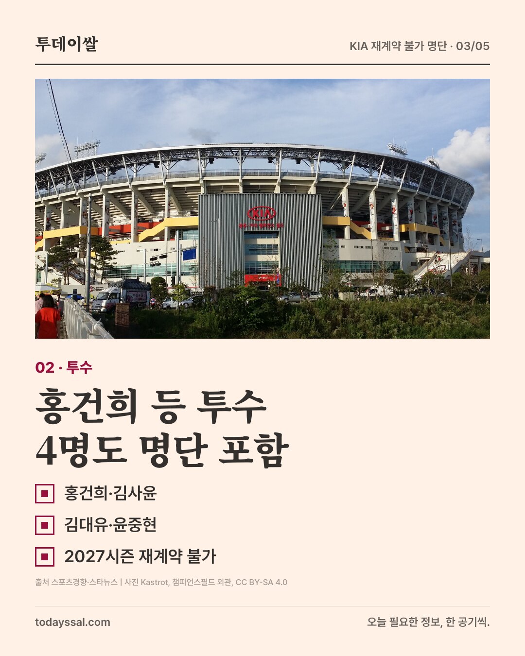 챔피언스필드 외관. 투수 홍건희·김사윤·김대유·윤중현 4명도 재계약 불가 명단 포함